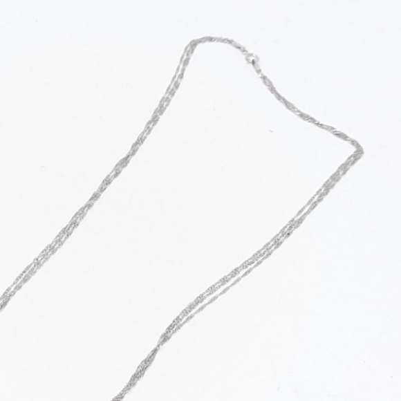 New 14kt Solid White Gold 3 Strand Triple Choker Singapore Necklace - Picture 9 of 12